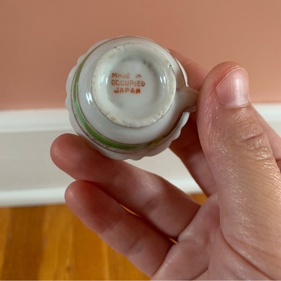 VTG Mini Teacup w/ Gold Filigree Lime Green Band Made in Occupied Japan Vintage - Picture 11 of 11